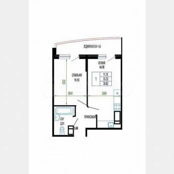 Продается 1-комнатная квартира, 36,6 м²