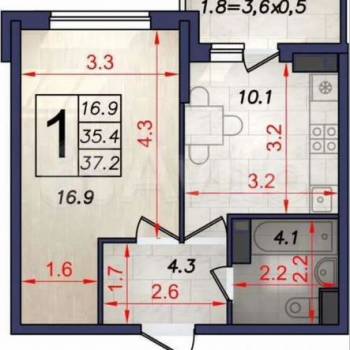 Продается 1-комнатная квартира, 39 м²