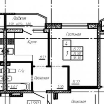 Продается 1-комнатная квартира, 35,4 м²