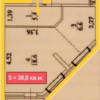 Продается 1-комнатная квартира, 38,8 м²