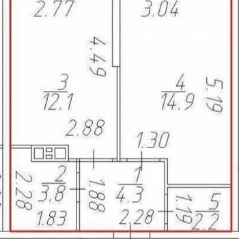 Продается 1-комнатная квартира, 37,3 м²