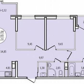 Продается 3-х комнатная квартира, 75,1 м²