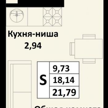 Продается 1-комнатная квартира, 22,6 м²