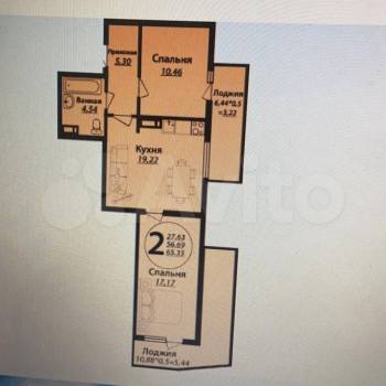 Продается 2-х комнатная квартира, 76 м²