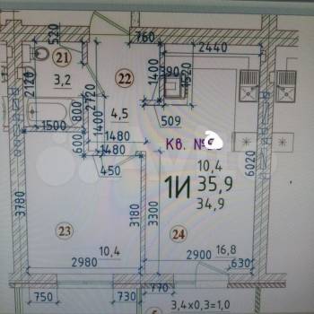 Продается 1-комнатная квартира, 35,9 м²