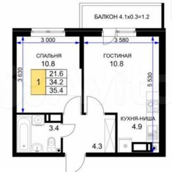 Сдается 1-комнатная квартира, 35,7 м²
