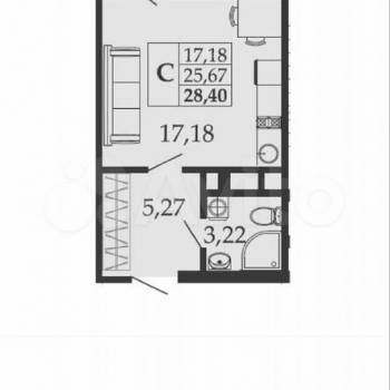 Продается 1-комнатная квартира, 28,4 м²