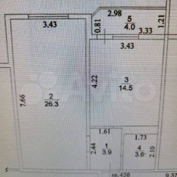 Продается 1-комнатная квартира, 52,3 м²