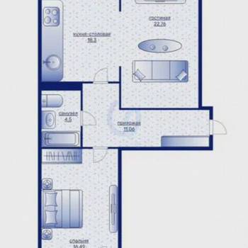 Сдается 2-х комнатная квартира, 72,3 м²