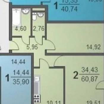 Продается 2-х комнатная квартира, 62 м²