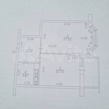 Продается 1-комнатная квартира, 40,6 м²