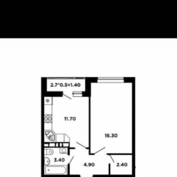 Продается 1-комнатная квартира, 39,2 м²