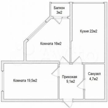Продается 2-х комнатная квартира, 72,7 м²
