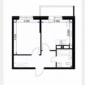Продается 1-комнатная квартира, 34,5 м²