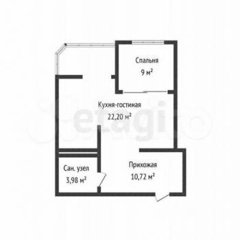 Продается 1-комнатная квартира, 45,9 м²