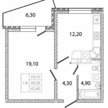 Продается 1-комнатная квартира, 46,8 м²