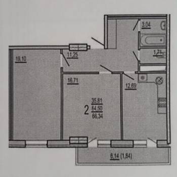Продается 2-х комнатная квартира, 72,2 м²