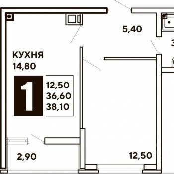Сдается 1-комнатная квартира, 39,5 м²