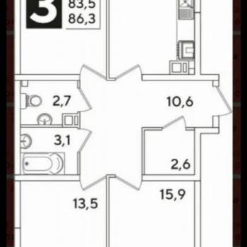 Продается 3-х комнатная квартира, 86 м²