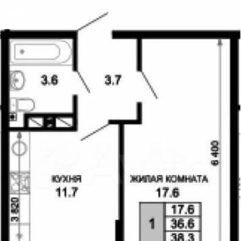 Продается 1-комнатная квартира, 37,5 м²