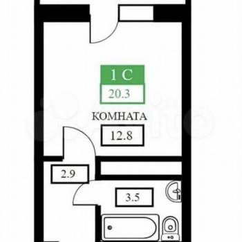 Продается 1-комнатная квартира, 20,3 м²