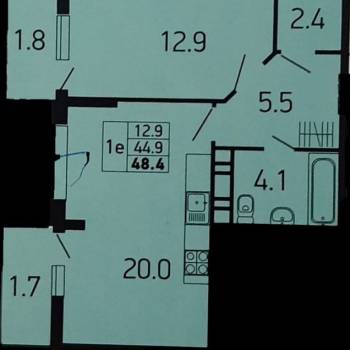 Продается 2-х комнатная квартира, 45 м²