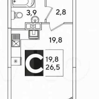 Продается 1-комнатная квартира, 26,5 м²