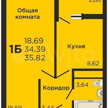 Сдается 1-комнатная квартира, 39 м²