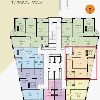 Продается 2-х комнатная квартира, 63,5 м²
