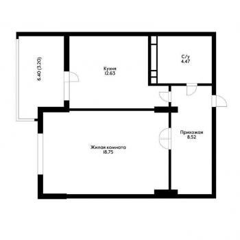 Продается 1-комнатная квартира, 46 м²