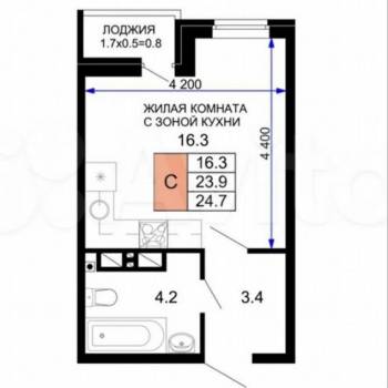 Продается 1-комнатная квартира, 25 м²