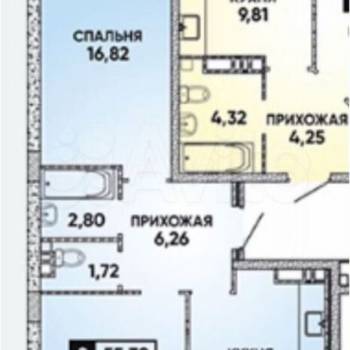 Сдается 2-х комнатная квартира, 60 м²