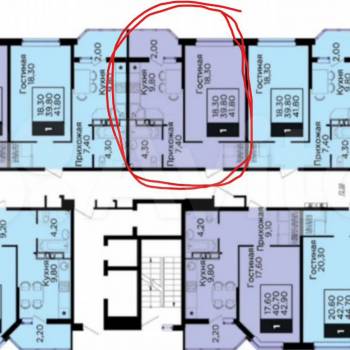 Продается 1-комнатная квартира, 41,8 м²