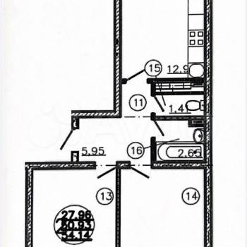 Продается 2-х комнатная квартира, 60,6 м²