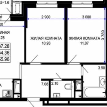 Сдается 2-х комнатная квартира, 54 м²