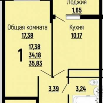 Продается 1-комнатная квартира, 35 м²