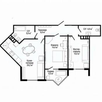 Продается 2-х комнатная квартира, 77 м²