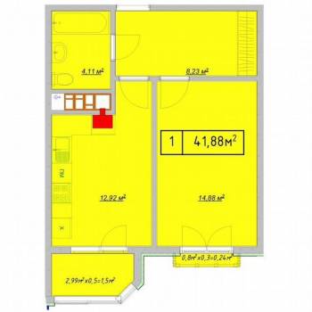 Продается 1-комнатная квартира, 42 м²