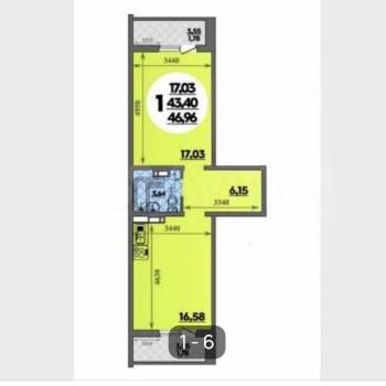 Продается 1-комнатная квартира, 47 м²