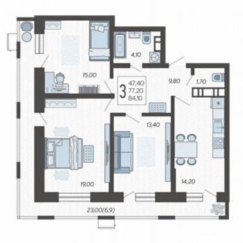 Продается 3-х комнатная квартира, 100 м²