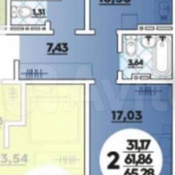 Продается 2-х комнатная квартира, 62 м²
