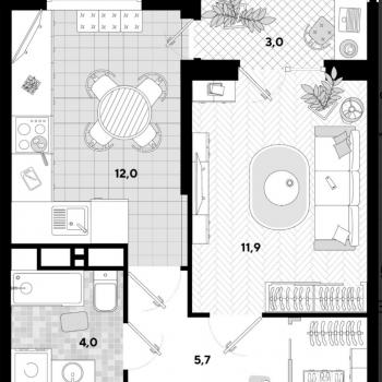 Продается 1-комнатная квартира, 36,6 м²