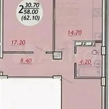 Продается 2-х комнатная квартира, 57 м²