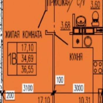 Продается 1-комнатная квартира, 36,6 м²