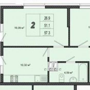 Продается 2-х комнатная квартира, 63 м²