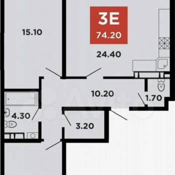 Продается 3-х комнатная квартира, 74,2 м²