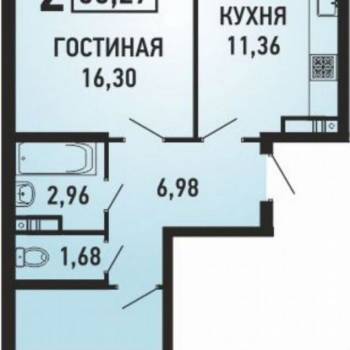 Продается 2-х комнатная квартира, 56,3 м²