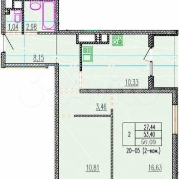 Сдается 2-х комнатная квартира, 56,1 м²