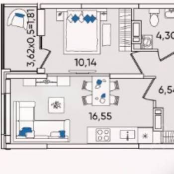 Сдается 1-комнатная квартира, 39 м²