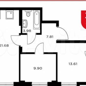 Продается 2-х комнатная квартира, 62 м²
